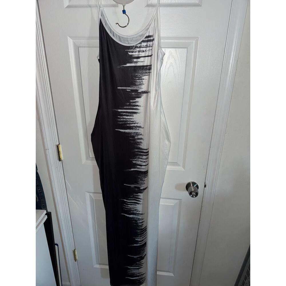 Maxi Summer Dress Black and White Plus Size 2x - Picture 3 of 6